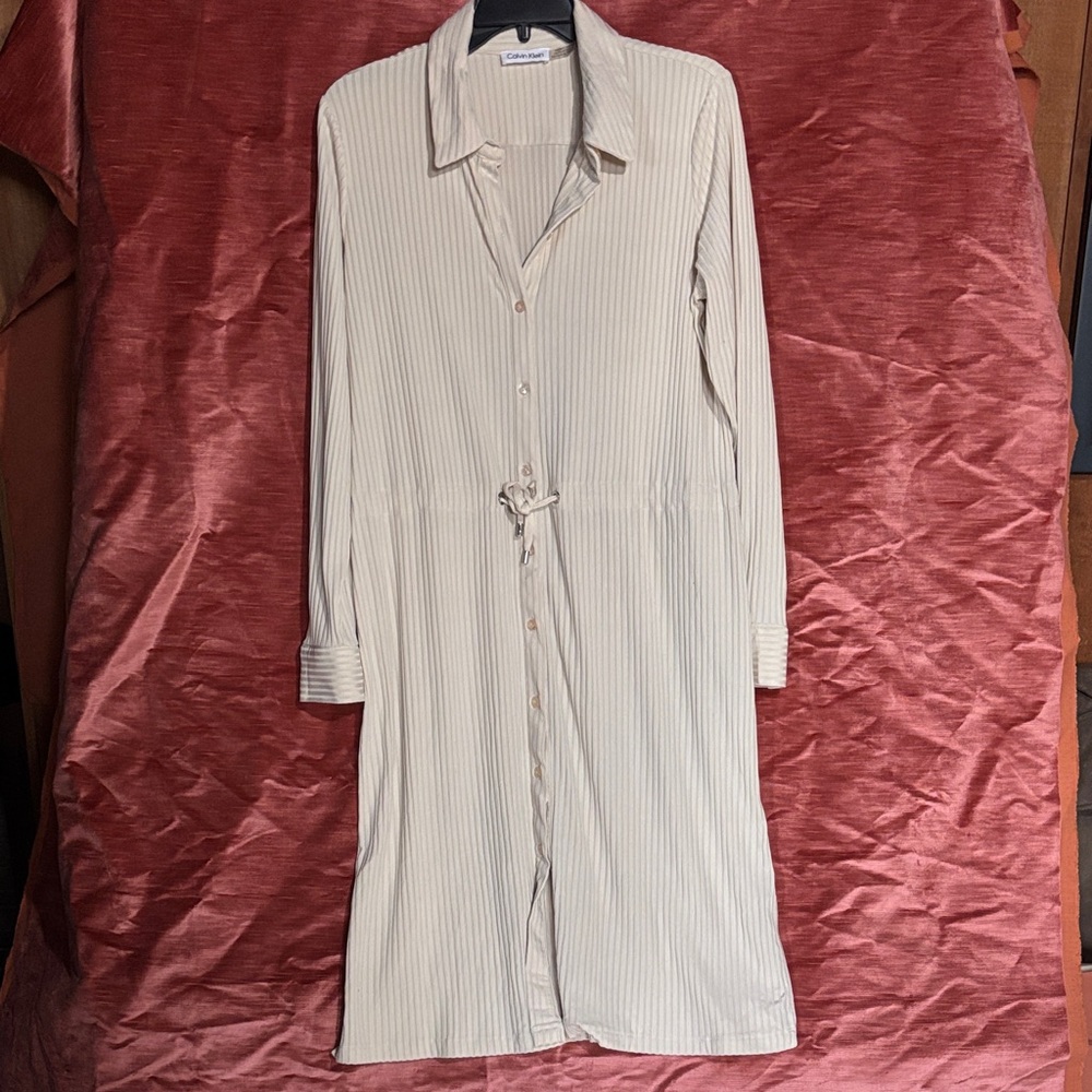 Calvin Klein Cream Long Sleeve Dress